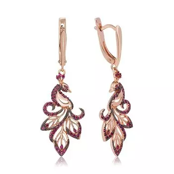 Серебряные серьги с корундами "Павлин"