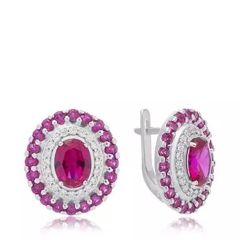 Серебряные серьги с корундом