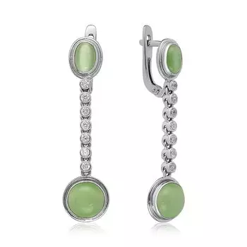 Серебряные серьги с кошачьим глазом