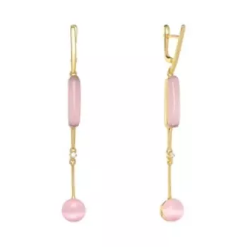 Серебряные серьги с кошачьим глазом и кубическим цирконием