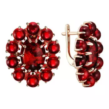 Серебряные серьги с красным янтарем