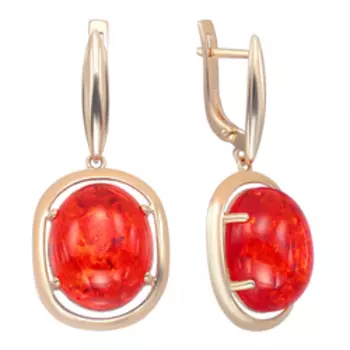 Серебряные серьги с красным янтарем