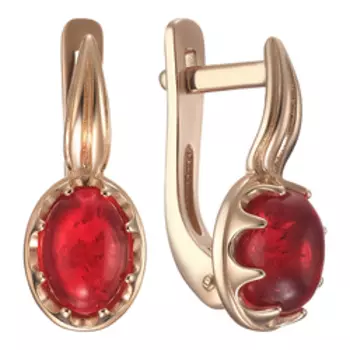 Серебряные серьги с красным янтарем