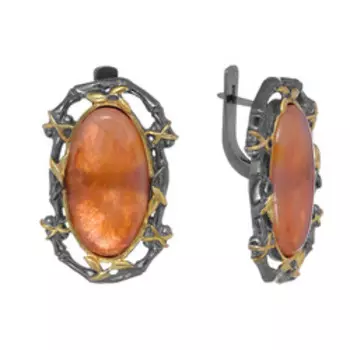 Серебряные серьги с красными агатами