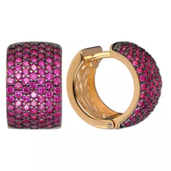 Серебряные серьги с красными фианитами