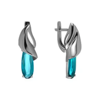 Серебряные серьги с кристаллами "Параиба"