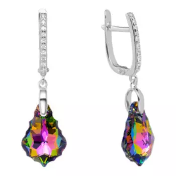 Серебряные серьги с кристаллами Swarovski и фианитами