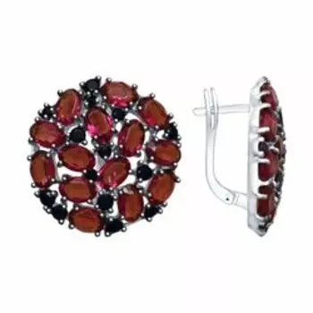 Серебряные серьги с кристаллами Swarovski и фианитами