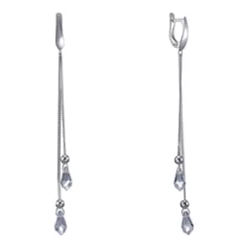 Серебряные серьги с кристаллами swarovski плетение "Панцирное"