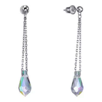 Серебряные серьги с кристаллами swarovski плетение "Якорное"