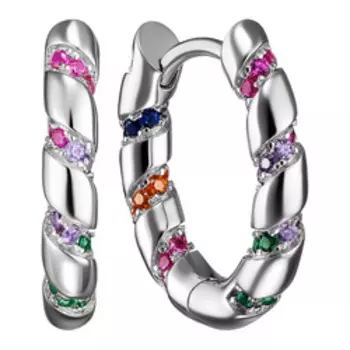 Серебряные серьги-конго с кубическим цирконием