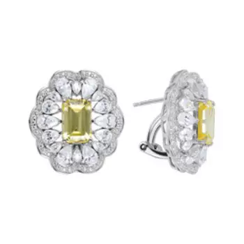 Серебряные серьги с кубическим цирконием "Цветы"