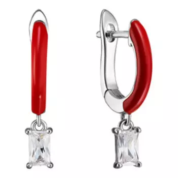 Серебряные серьги с кубическим цирконием и эмалью