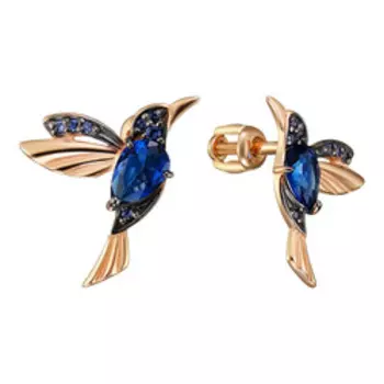 Серебряные серьги с кубическим цирконием "Колибри"