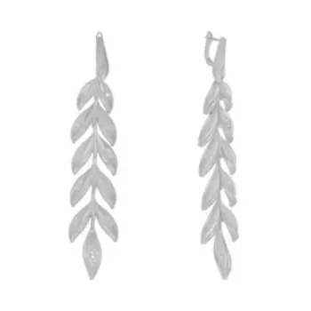 Серебряные серьги с кубическим цирконием "Лист"
