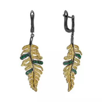 Серебряные серьги с кубическим цирконием "Листочки"