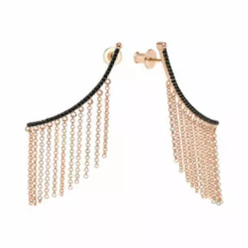 Серебряные серьги с кубическим цирконием плетение "Ролло"