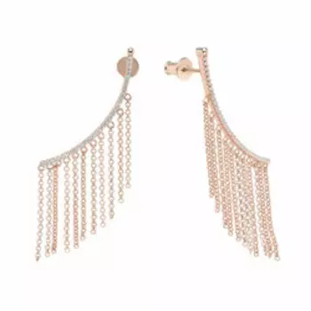 Серебряные серьги с кубическим цирконием плетение "Ролло"