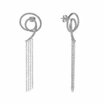 Серебряные серьги с кубическим цирконием плетение "Якорное"