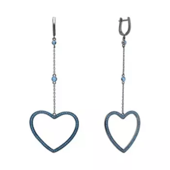 Серебряные серьги с кубическим цирконием "Сердца"