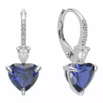 Серебряные серьги с кубическим цирконием "Сердца"
