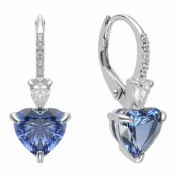 Серебряные серьги с кубическим цирконием "Сердечки"