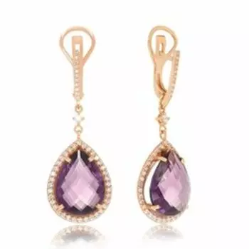 Серебряные серьги с аметистами и цирконием
