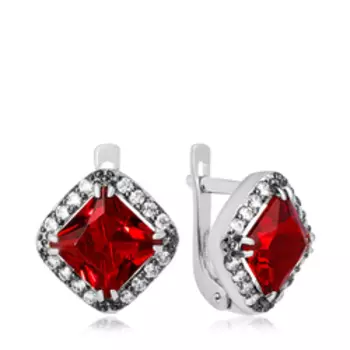 Серебряные серьги с кварцем и фианитами