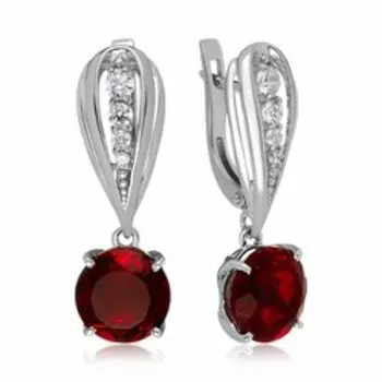 Серебряные серьги с кварцем и фианитами