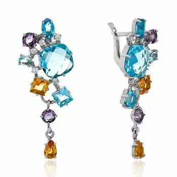 Серебряные серьги с кварцем