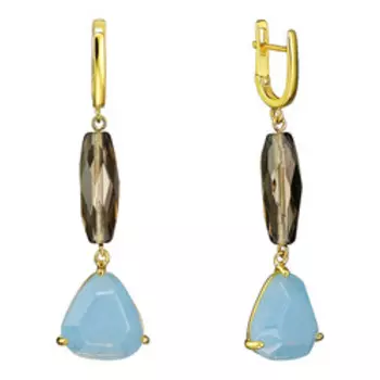 Серебряные серьги с кварцем и аквамаринами