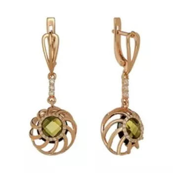 Серебряные серьги с кварцем и фианитами