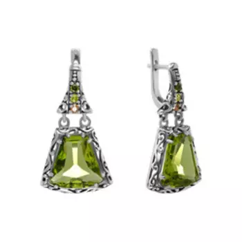 Серебряные серьги с кварцем и фианитами