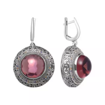 Серебряные серьги с кварцем и фианитами