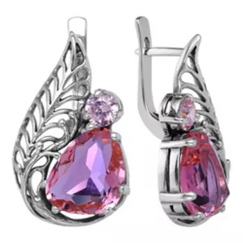 Серебряные серьги с кварцем и фианитами