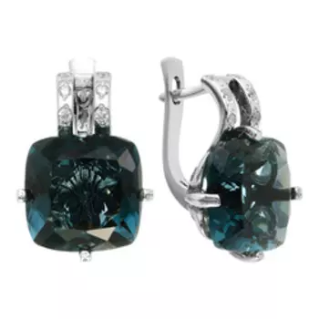 Серебряные серьги с кварцем и фианитами