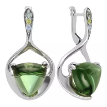 Серебряные серьги с кварцем и фианитами