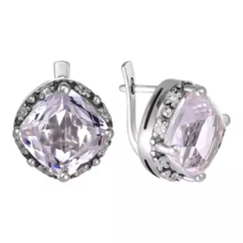 Серебряные серьги с кварцем и фианитами