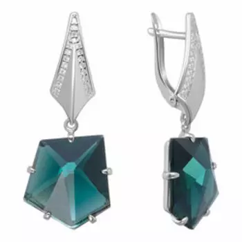 Серебряные серьги с кварцем и фианитами