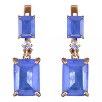 Серебряные серьги с кварцем и фианитами