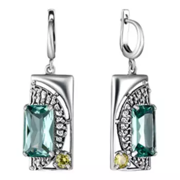 Серебряные серьги с кварцем и фианитами