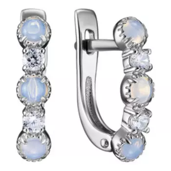 Серебряные серьги с кварцем и фианитами