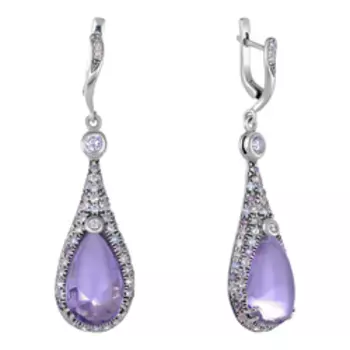 Серебряные серьги с кварцем и фианитами