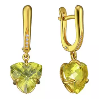 Серебряные серьги с кварцем и фианитами