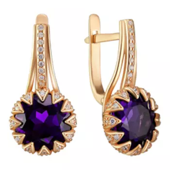 Серебряные серьги с кварцем и фианитами