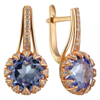 Серебряные серьги с кварцем и фианитами