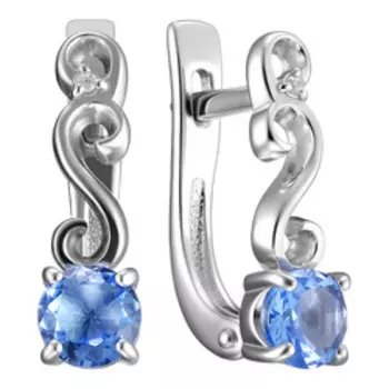 Серебряные серьги с кварцем и фианитами