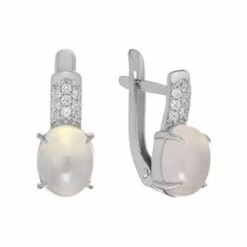 Серебряные серьги с кварцем и фианитами