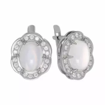 Серебряные серьги с кварцем и фианитами