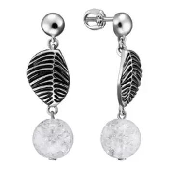 Серебряные серьги с кварцем "Листочки"